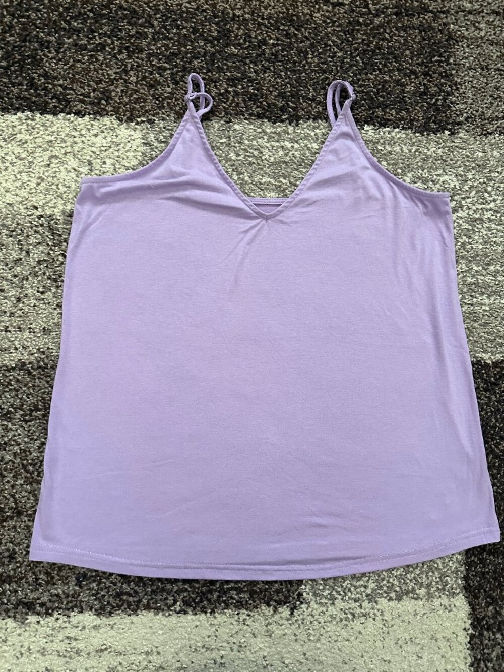 Lolong (XL) Light Purple V-Neck Spaghetti Strap Loose Swing Tank Top Adjustable